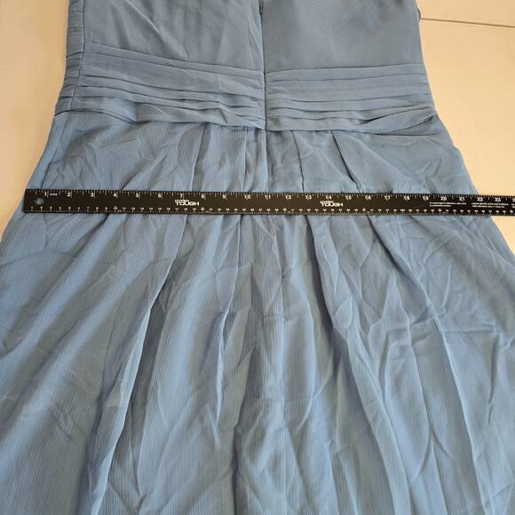 David's Bridal Dress Women's 16 Blue Strapless Mini Ruffles Bridesmaid Prom NWT - Picture 13 of 16